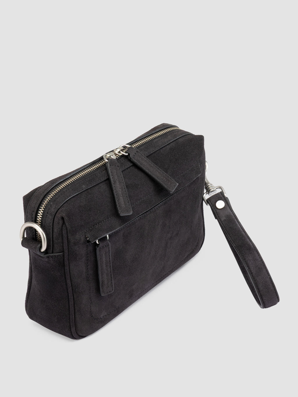 QUENTIN 025 - Black Suede Pounch Bags - image 2,side view