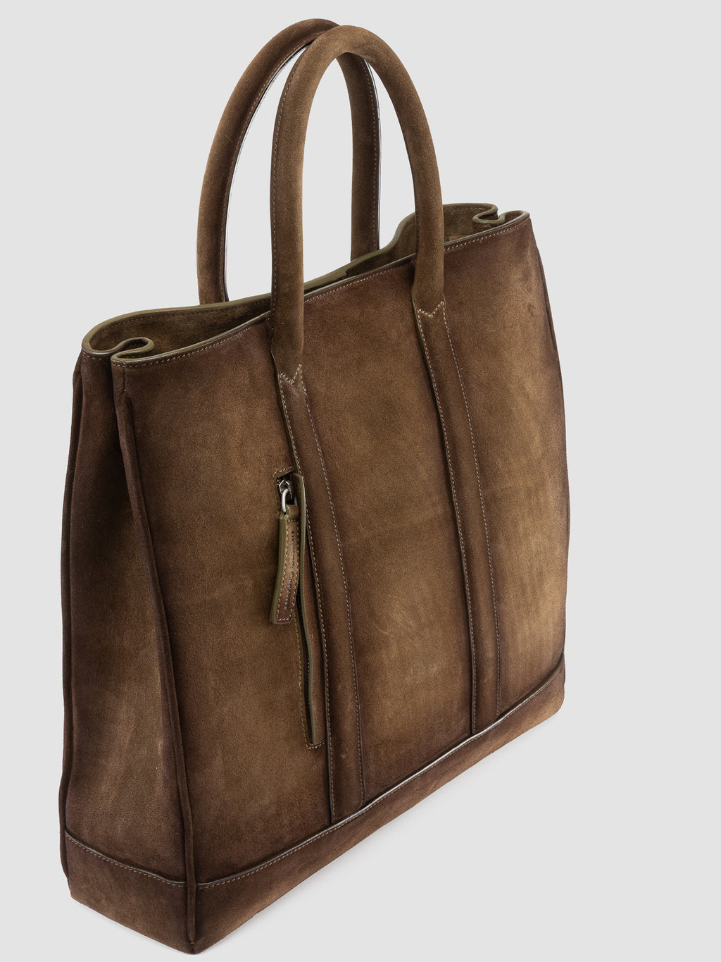 QUENTIN 026 - Taupe Suede Briefcase - image 2,side view
