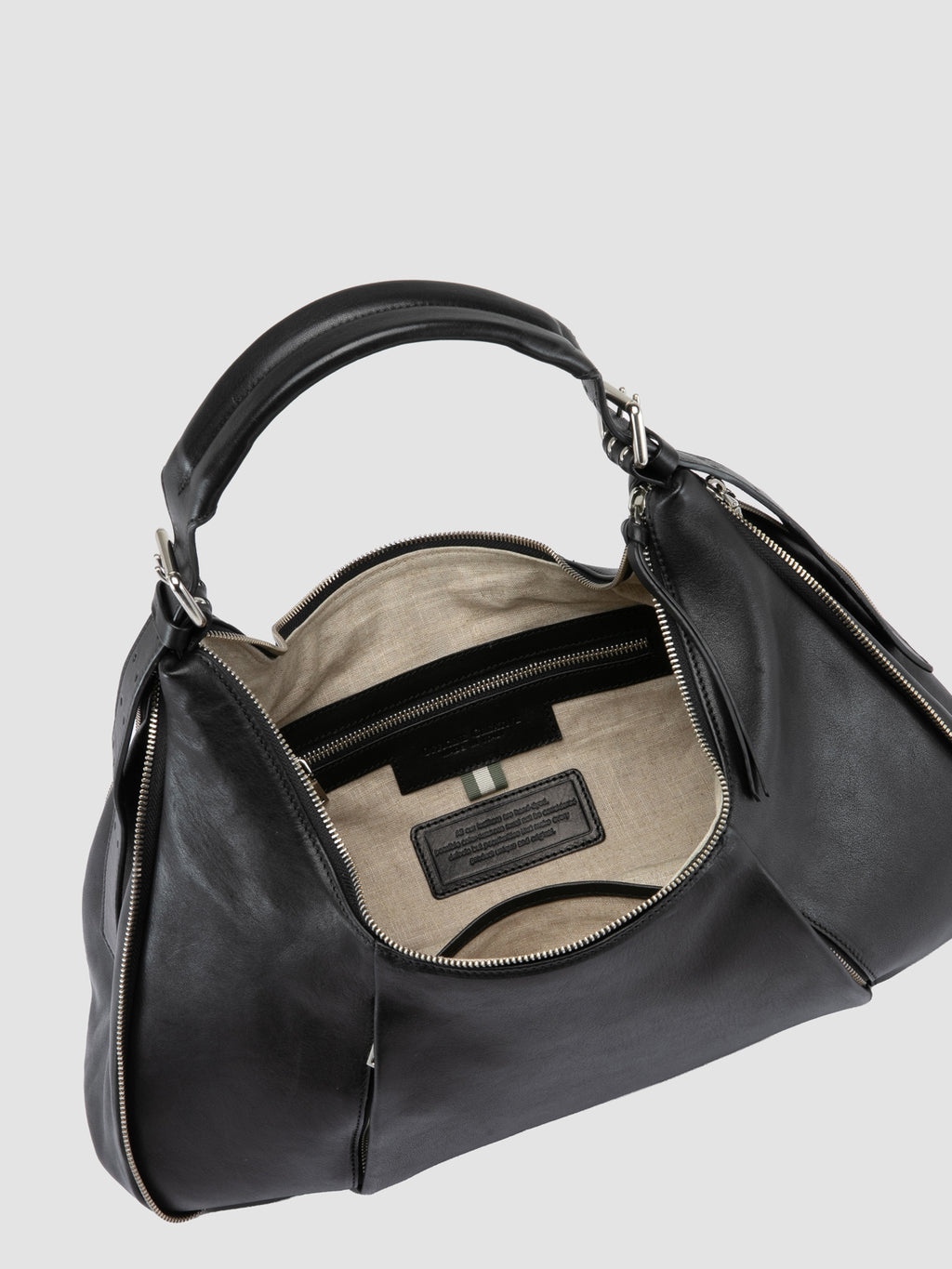 GHINZA 002 - Schwarze Umhängetaschen aus Leder - image 12,side view