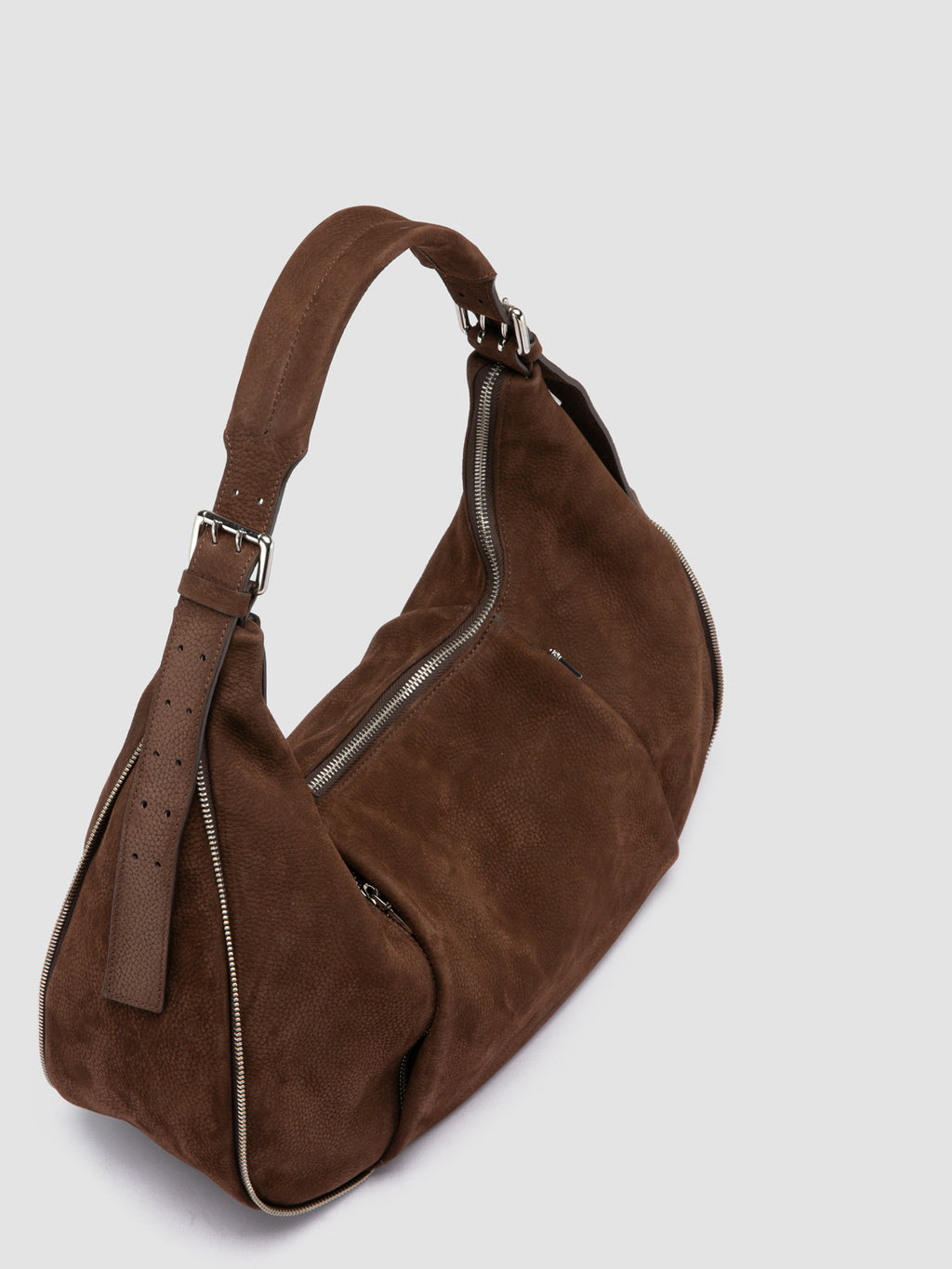 GHINZA 002 - Brown Suede Shoulder Bags - image 2,side view