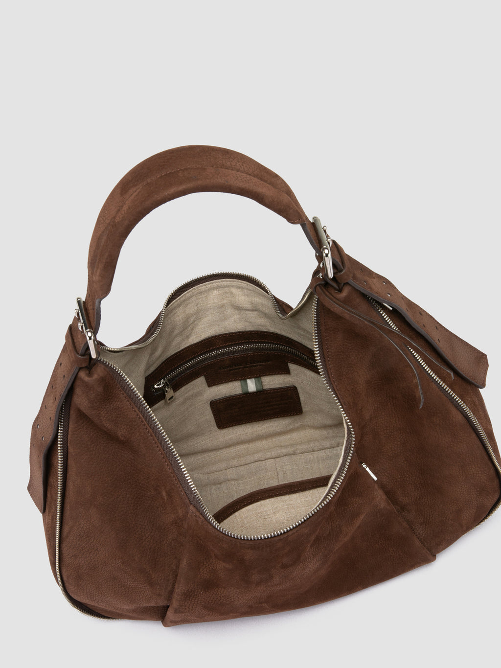 GHINZA 002 - Brown Suede Shoulder Bags - image 6,side view