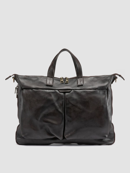 Men's Brown Leather Briefcase: HELMET 046 – Officine Creative