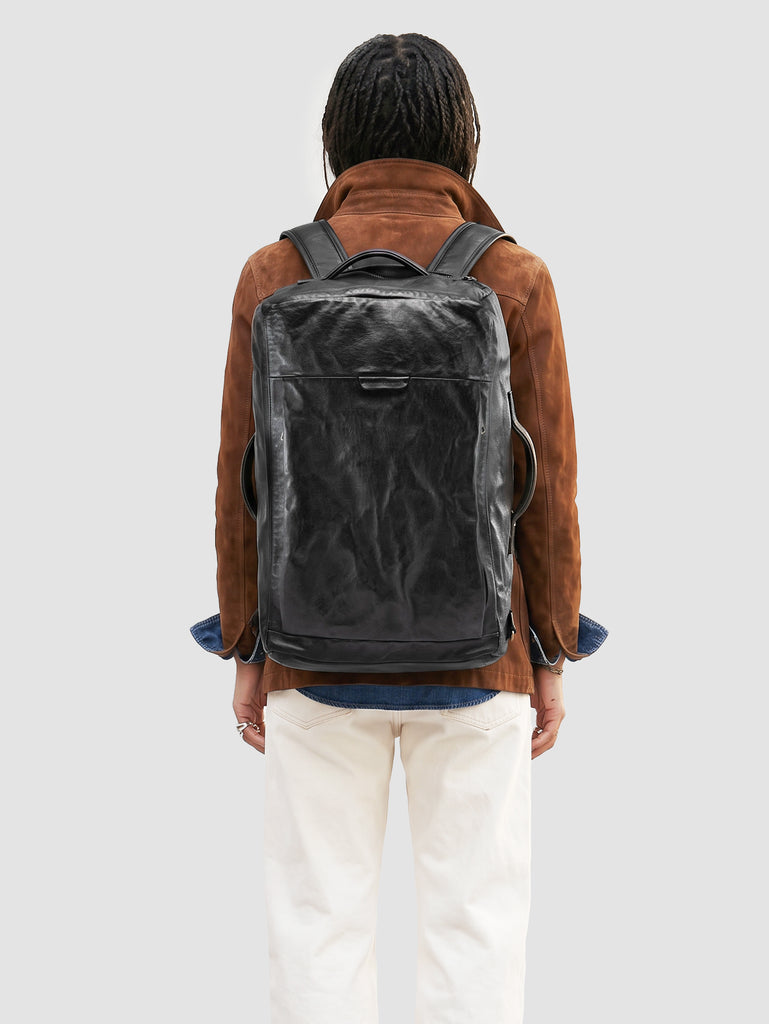 HELMET 052 - Black Leather Backpack