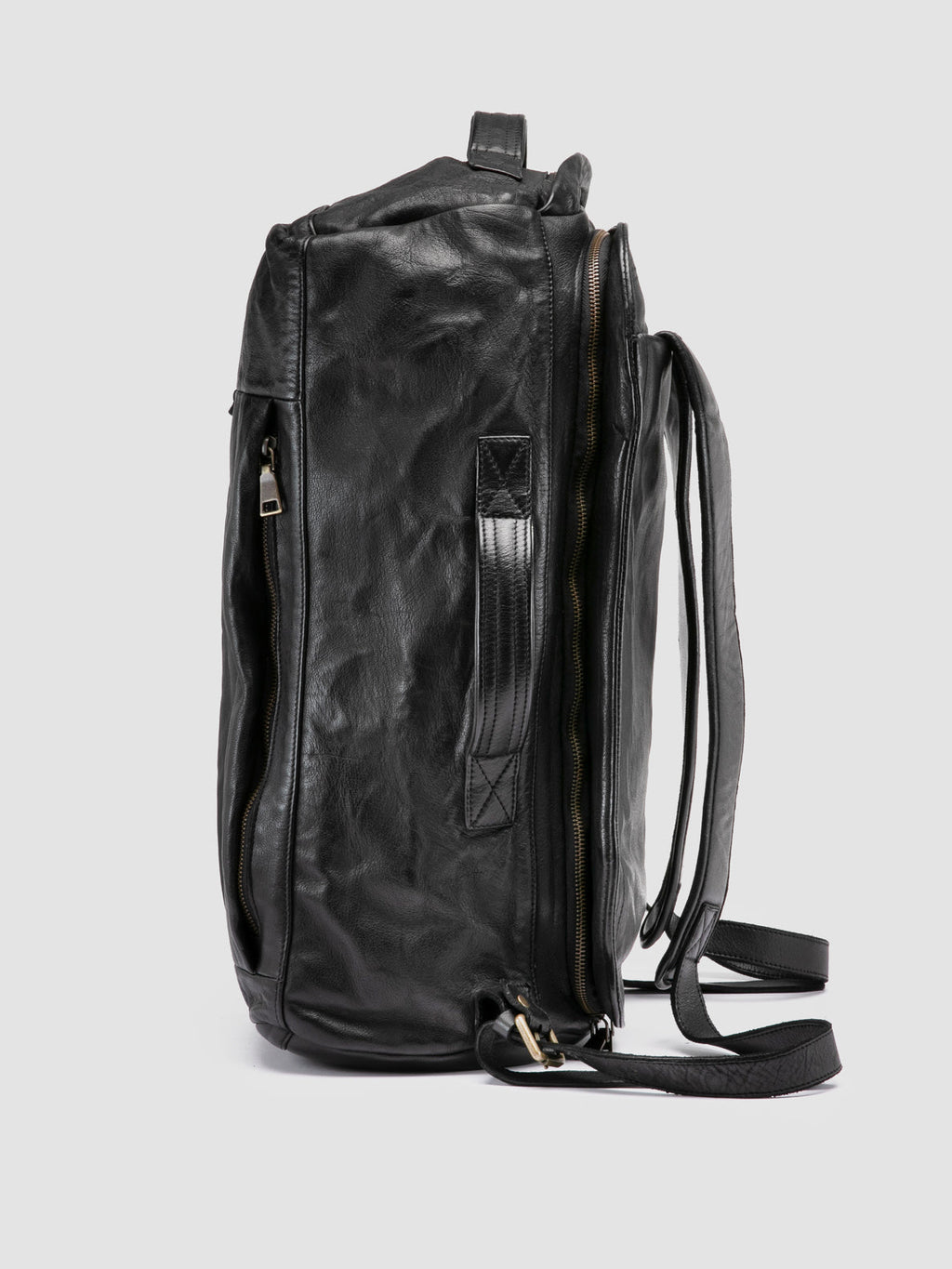 HELMET 052 - Black Leather Backpack - image 5,side view