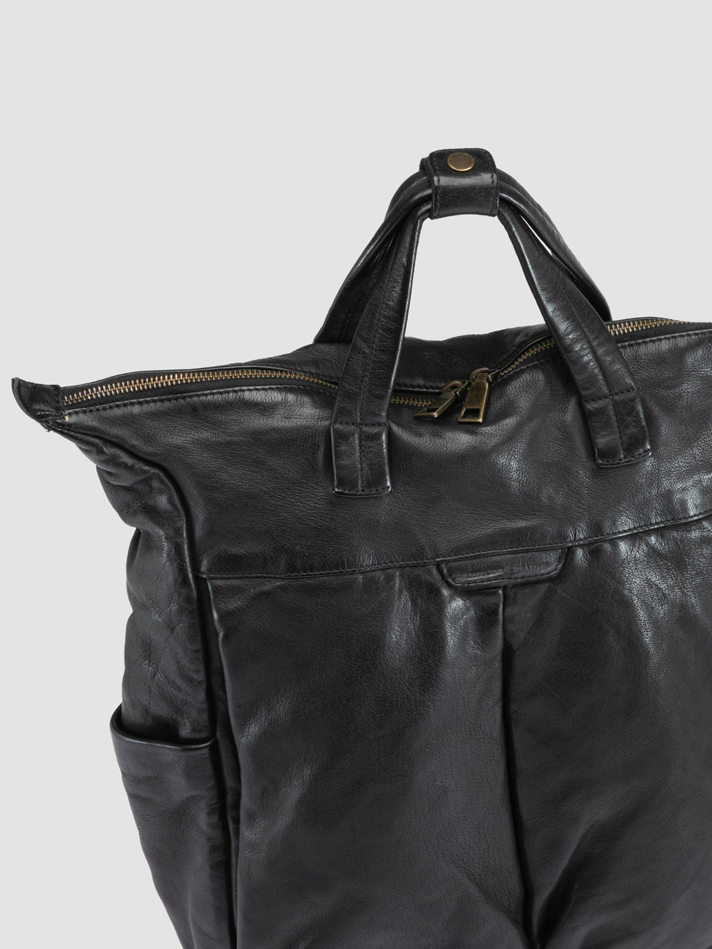 HELMET 055 - Black Leather Backpack - image 2,side view