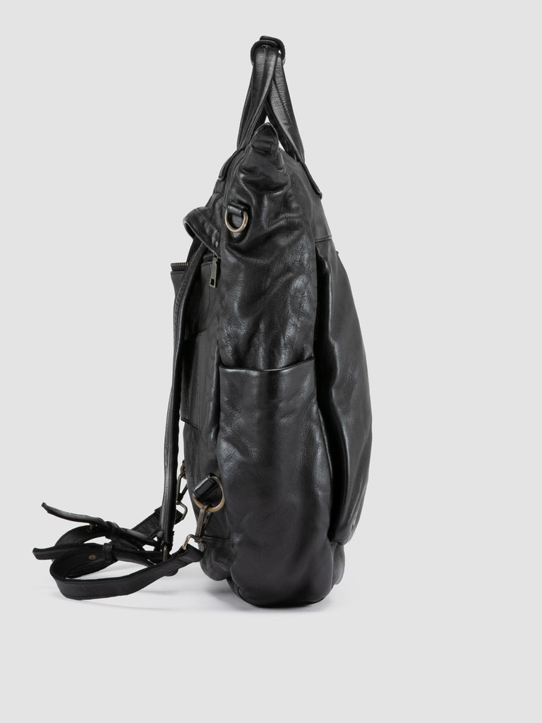 HELMET 055 - Black Leather Backpack