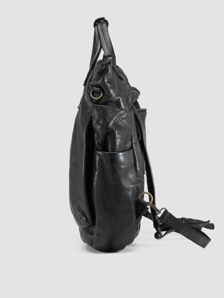 HELMET 055 - Black Leather Backpack