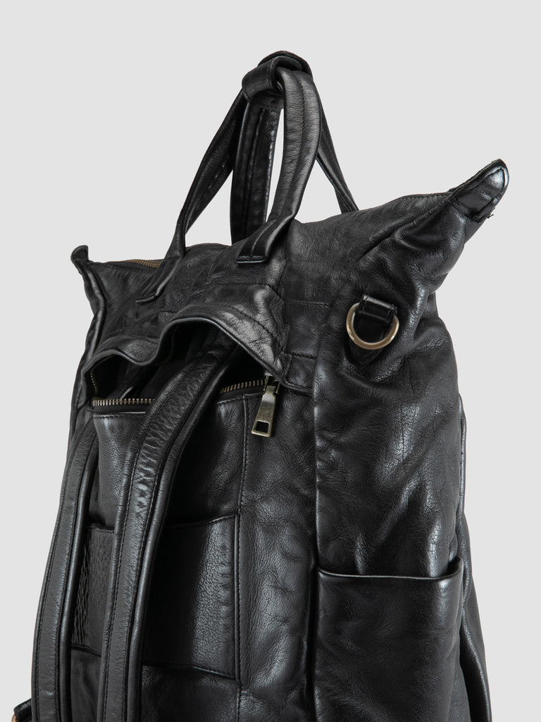 HELMET 055 - Black Leather Backpack
