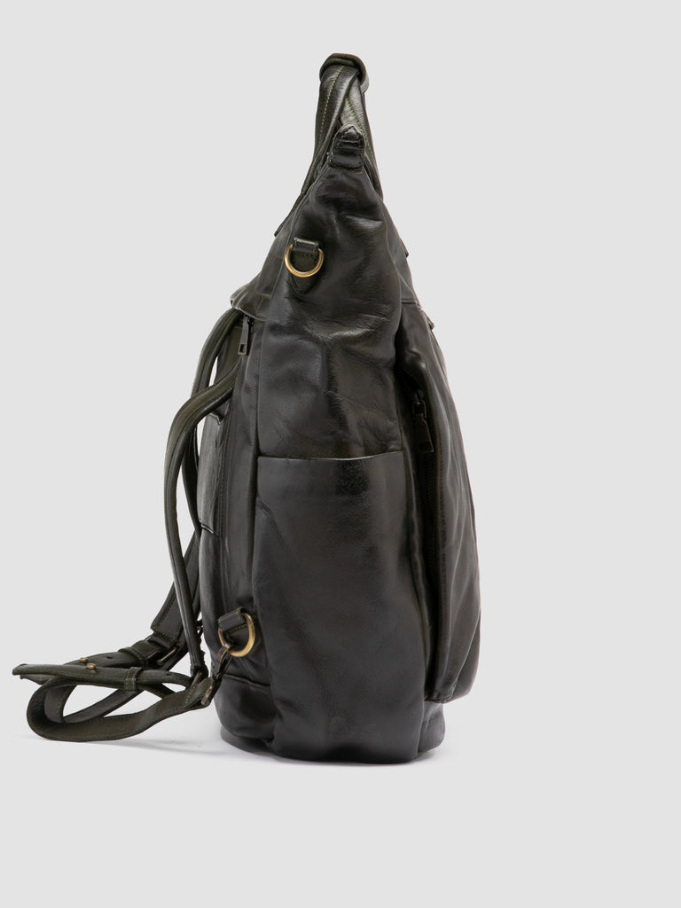 HELMET 055 - Green Leather Backpack