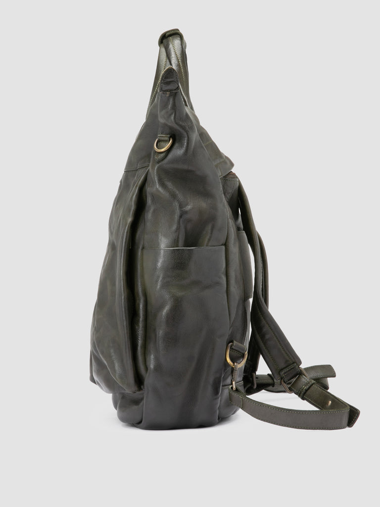 HELMET 055 - Green Leather Backpack
