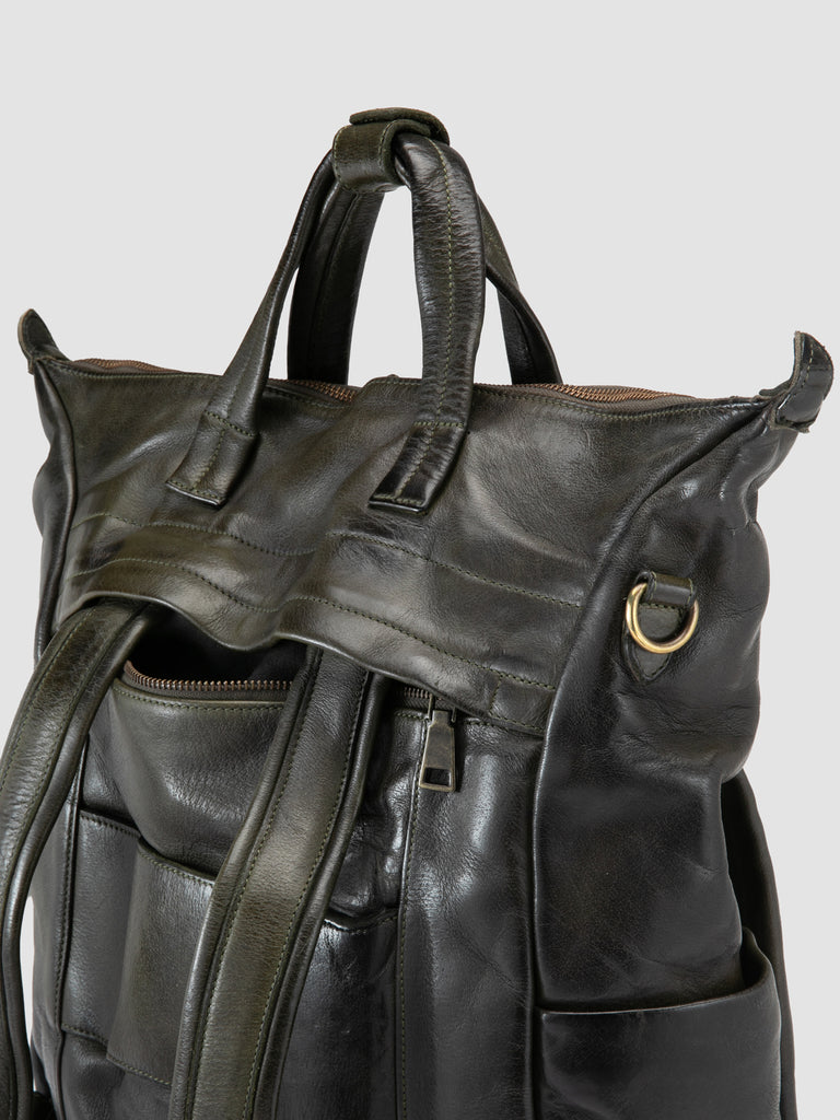 HELMET 055 - Green Leather Backpack