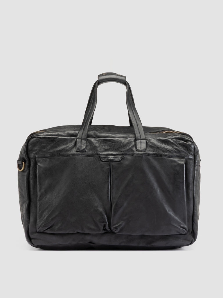 HELMET 056 - Black Leather Travel Bag