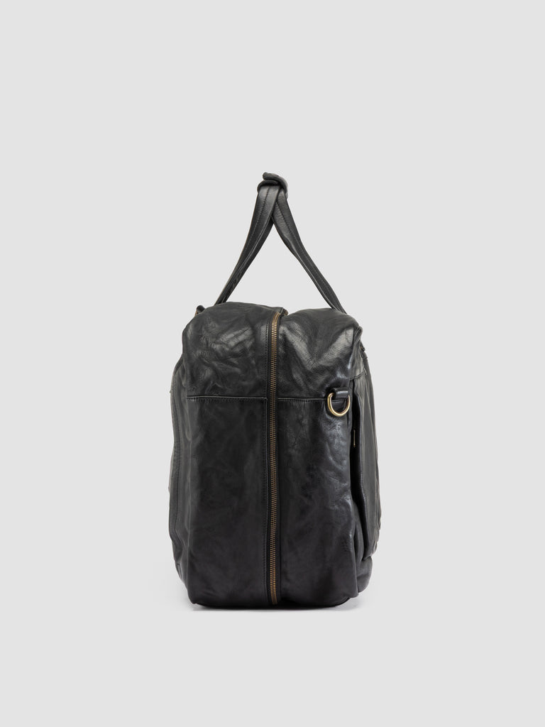 HELMET 056 - Black Leather Travel Bag