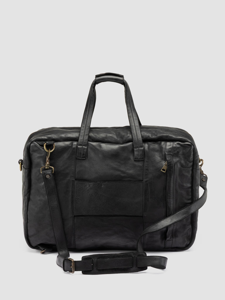 HELMET 056 - Black Leather Travel Bag