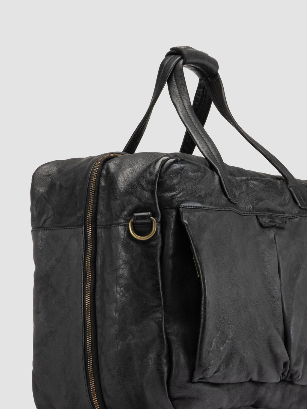 HELMET 056 - Black Leather Travel Bag - image 6,side view