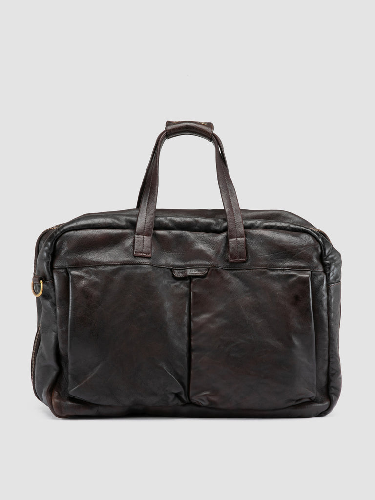 HELMET 056 - Brown Leather Travel Bag