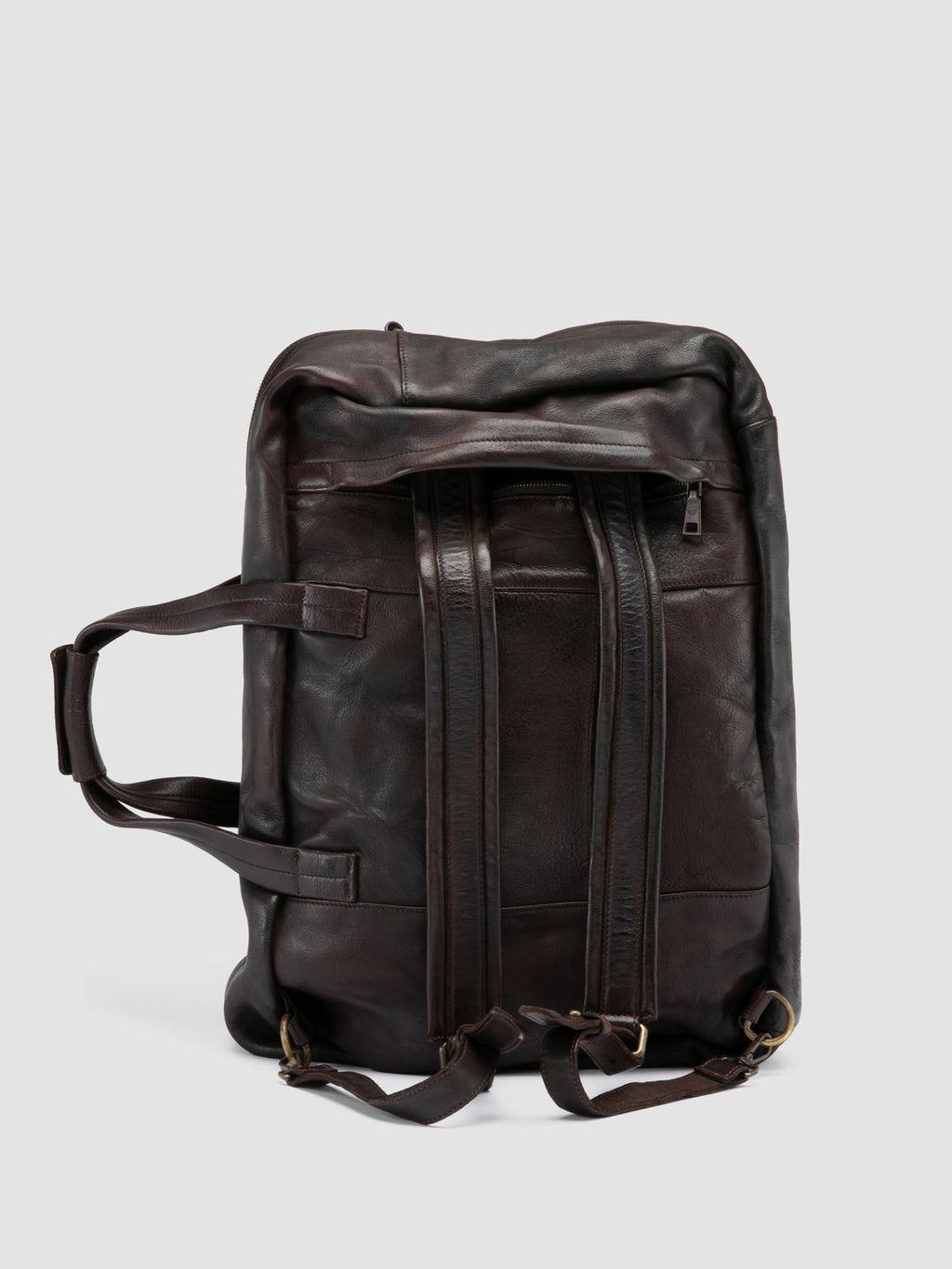 HELMET 056 - Brown Leather Travel Bag - image 6,side view