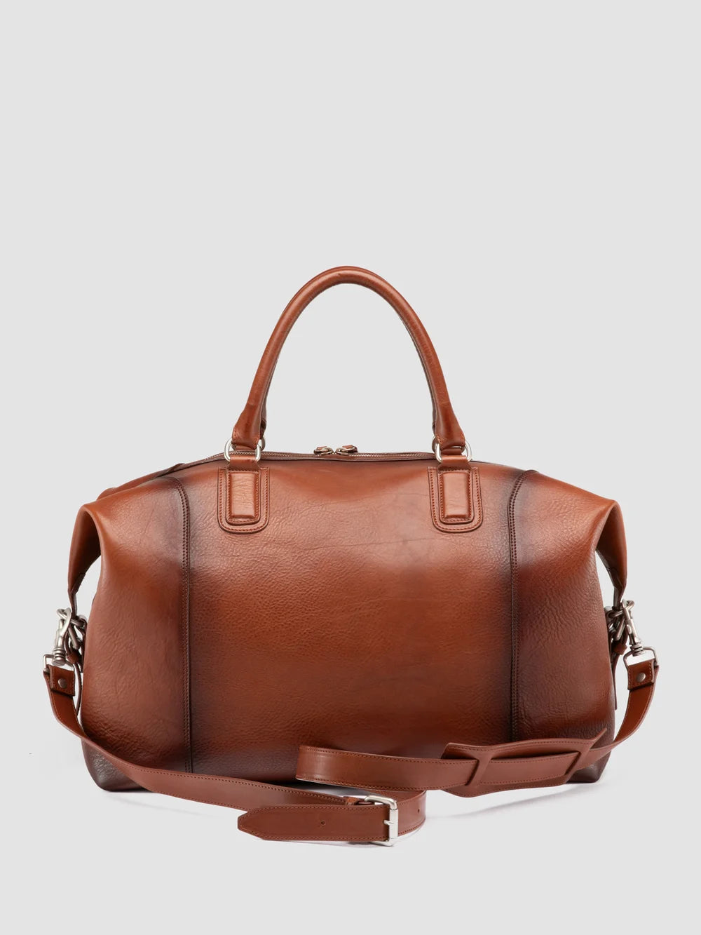 JULES 006 - Brown Leather Travel Bag - image 4,side view