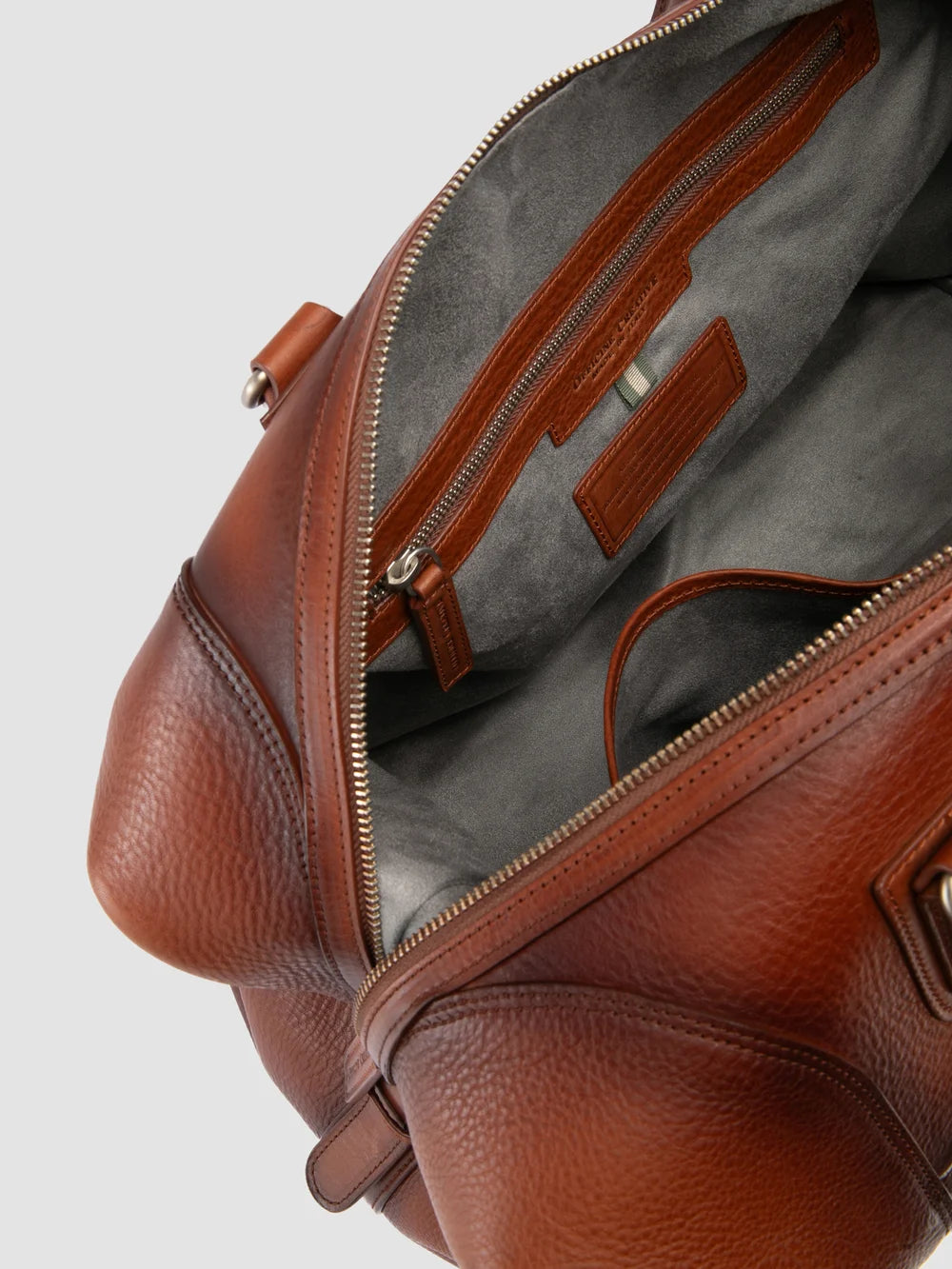JULES 006 - Brown Leather Travel Bag - image 6,side view