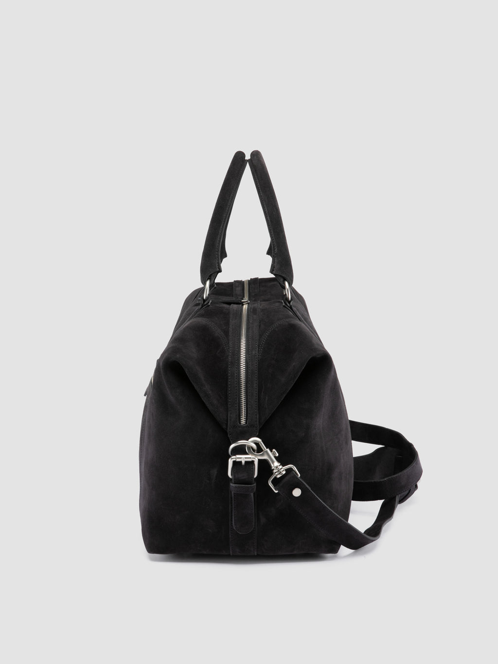 JULES 006 - Brown Suede Travel Bag - image 6,side view