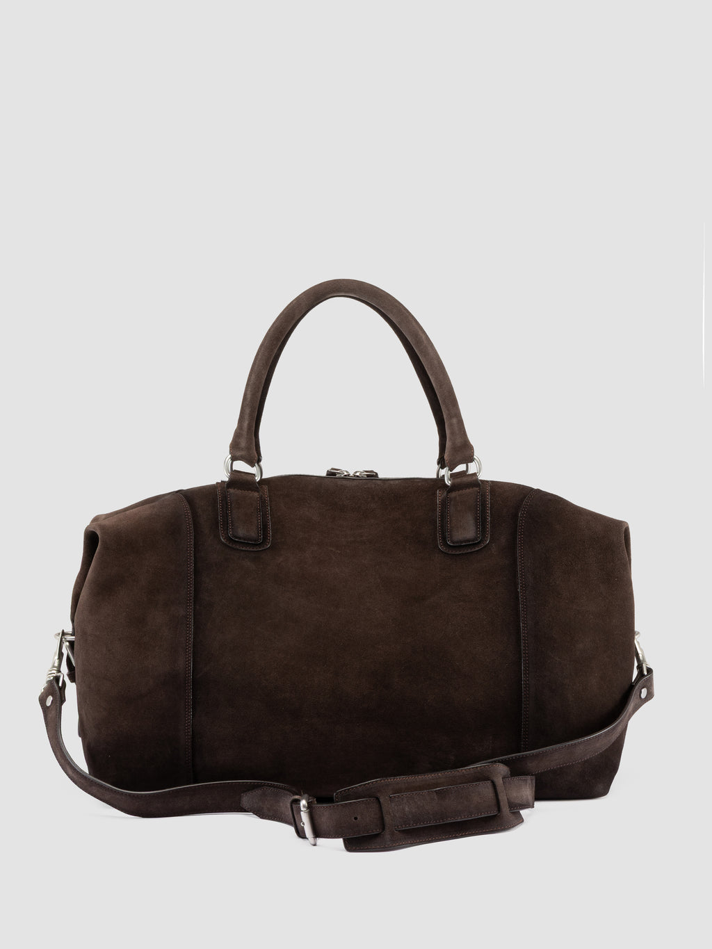 JULES 006 - Brown Suede Travel Bag - image 5,side view