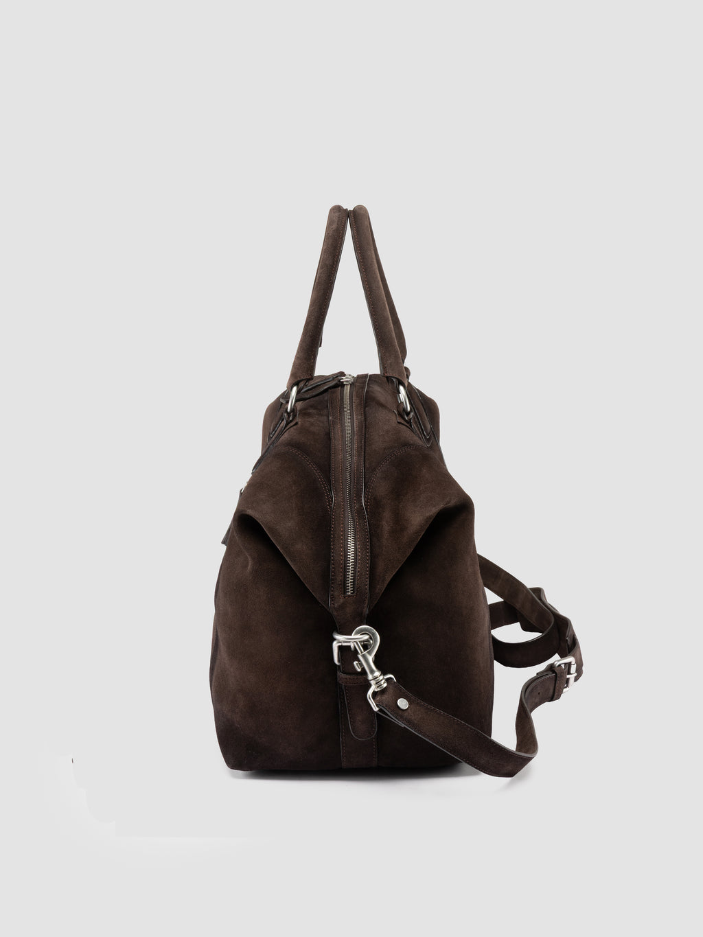 JULES 006 - Brown Suede Travel Bag - image 6,side view