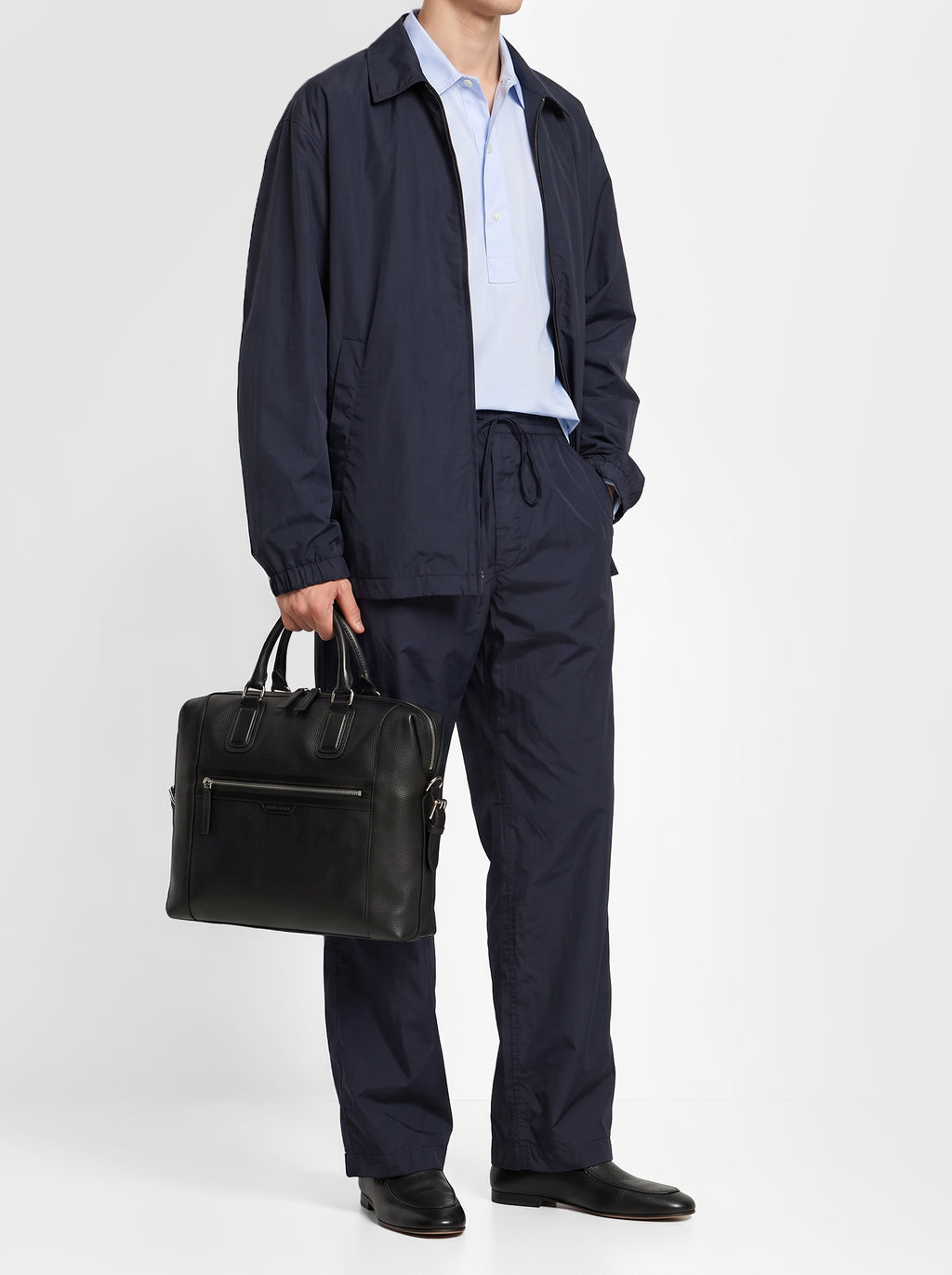 JULES 007 - Black Leather Briefcase - image 2,side view