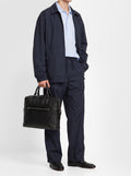JULES 007 - Black Leather Briefcase - thumb image 2,side view