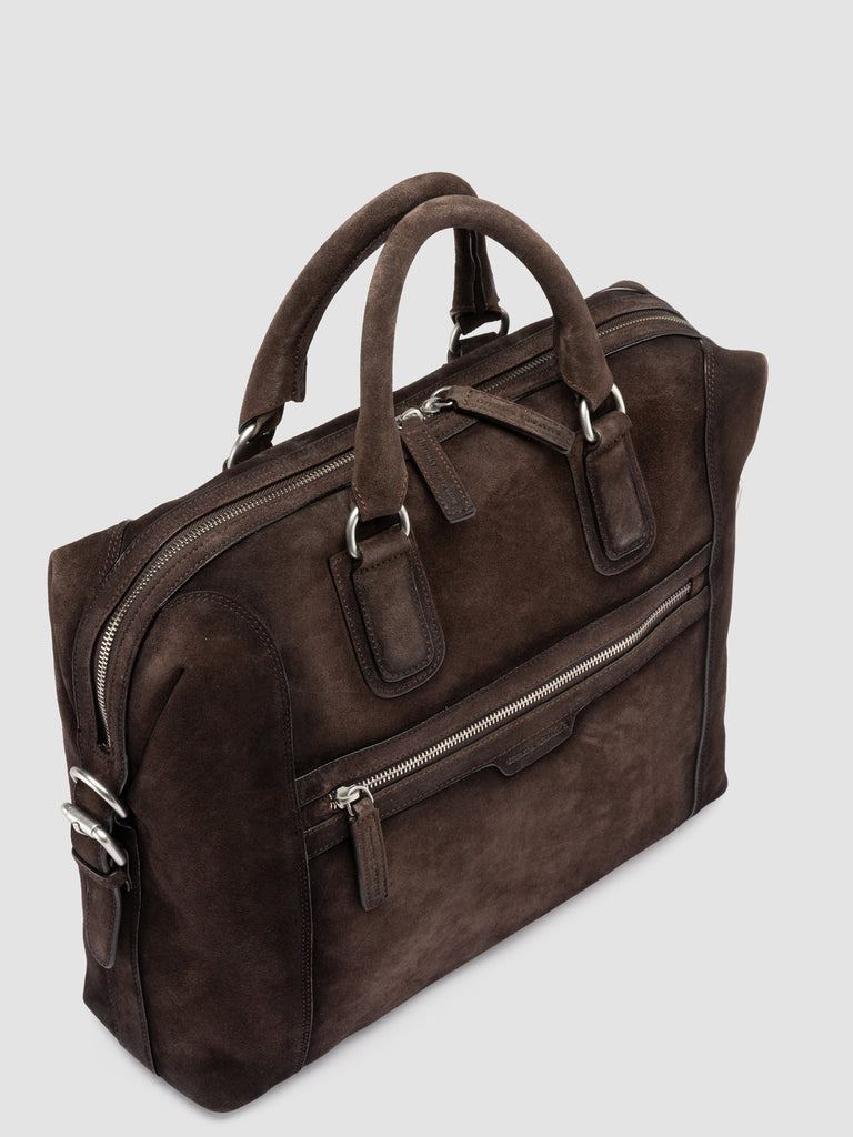 JULES 007 - Brown Suede Briefcase-hover
