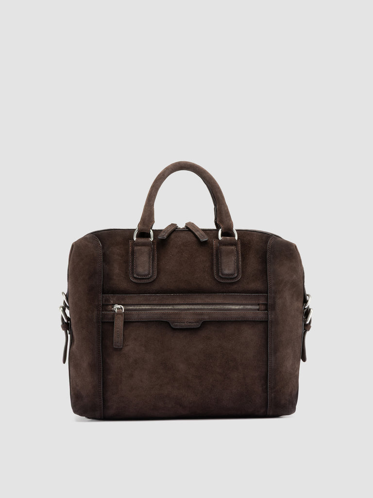 JULES 007 - Brown Suede Briefcase