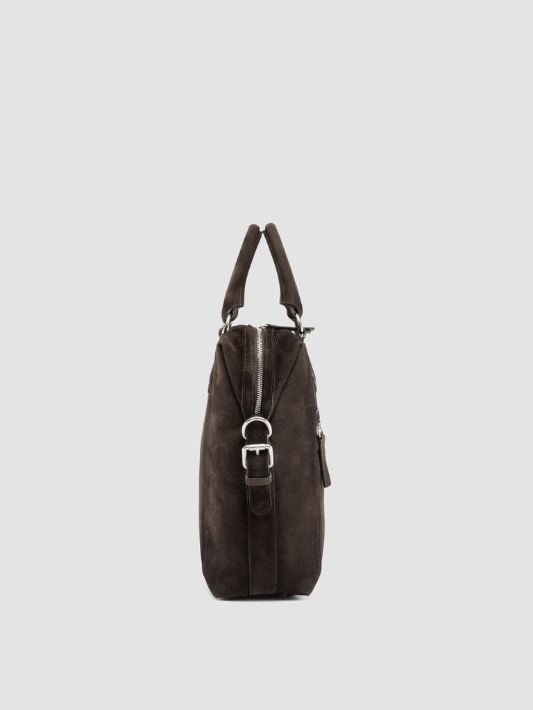 JULES 007 - Brown Suede Briefcase