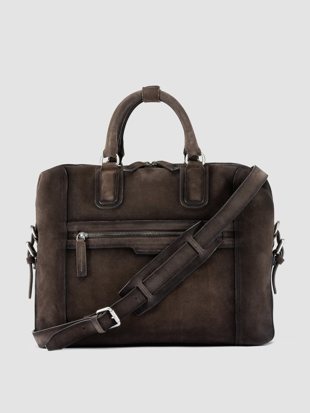 JULES 011 - Brown Suede Briefcase - image 1,side view