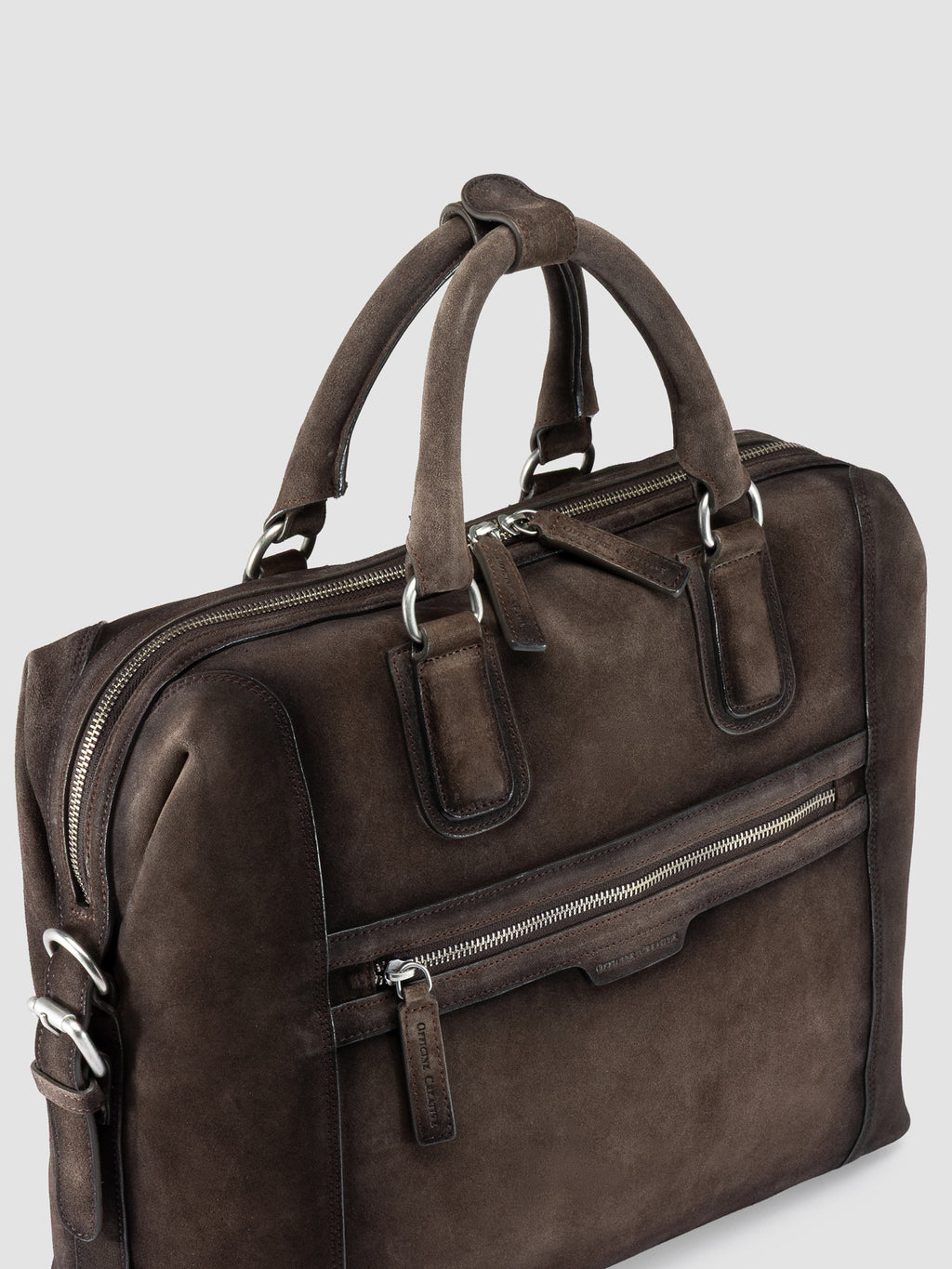JULES 011 - Brown Suede Briefcase - image 2,side view