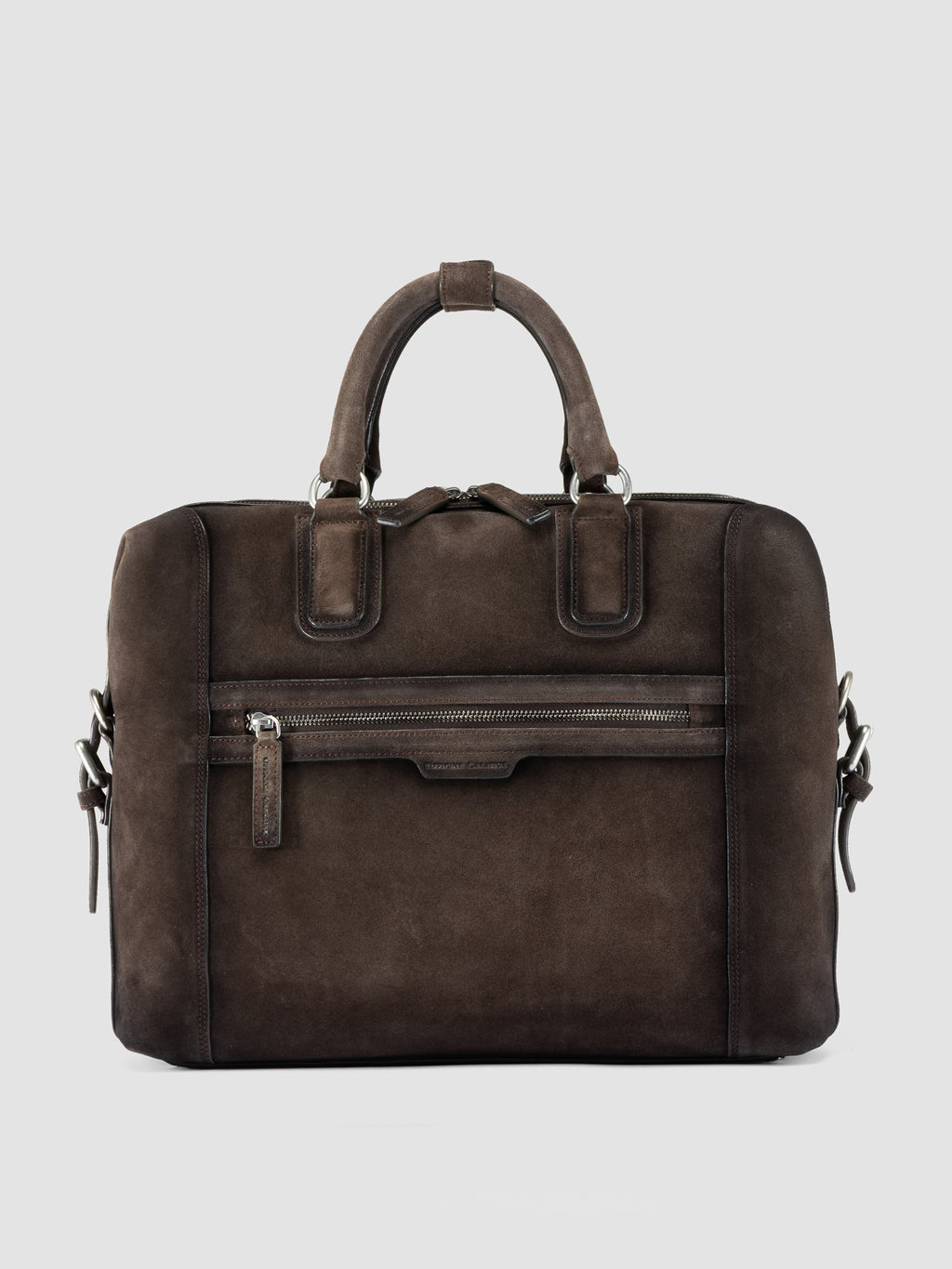 JULES 011 - Brown Suede Briefcase - image 3,side view