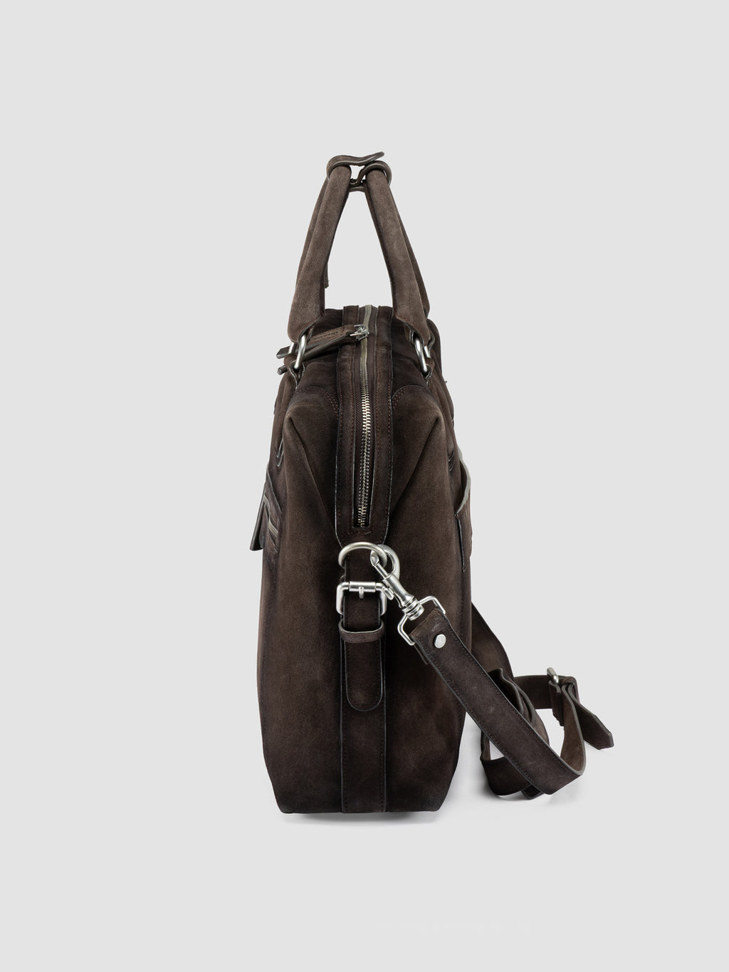 JULES 011 - Brown Suede Briefcase - image 6,side view