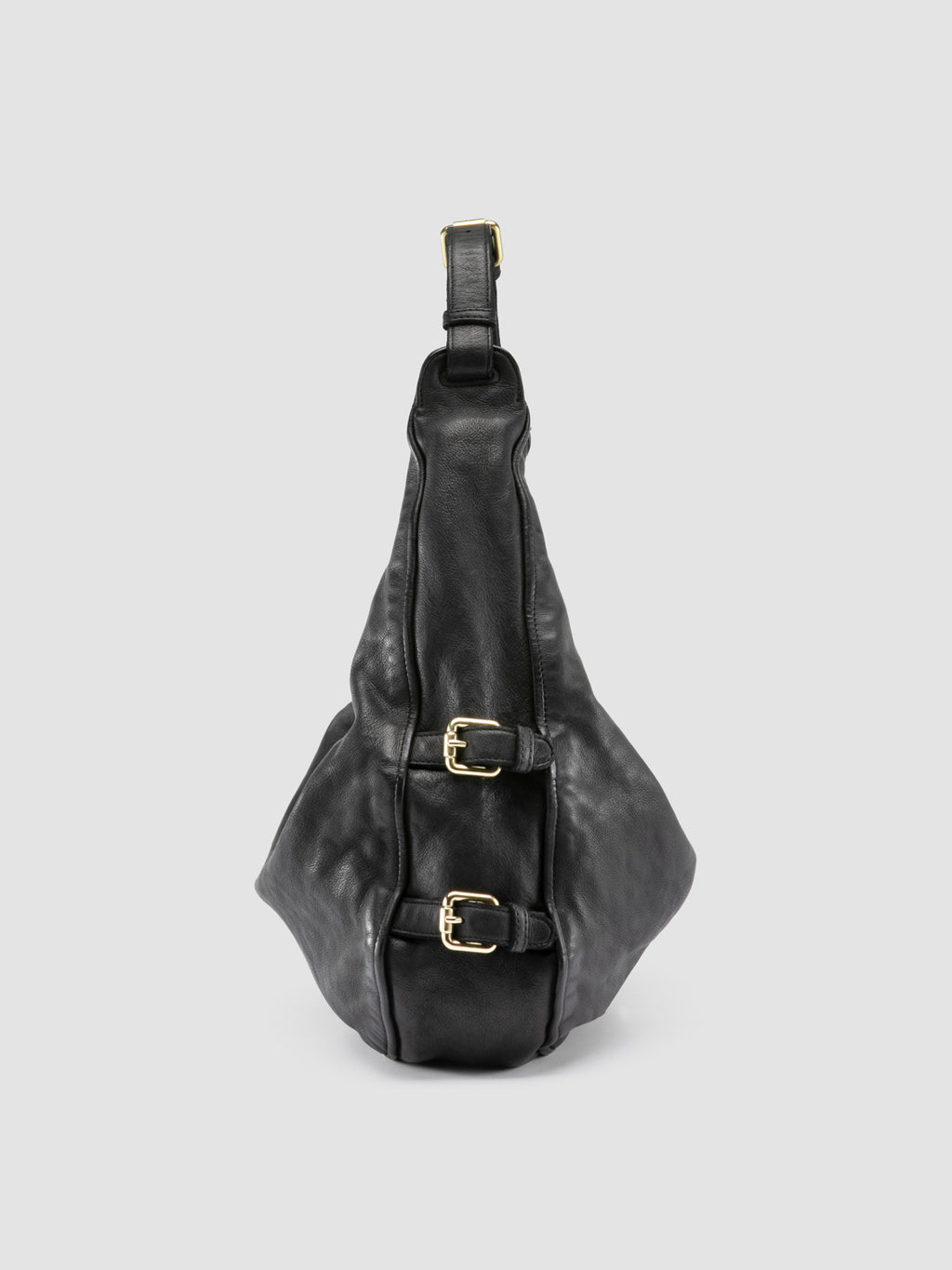 JULIE 015 - Black Leather Shoulder Bag - image 3,side view