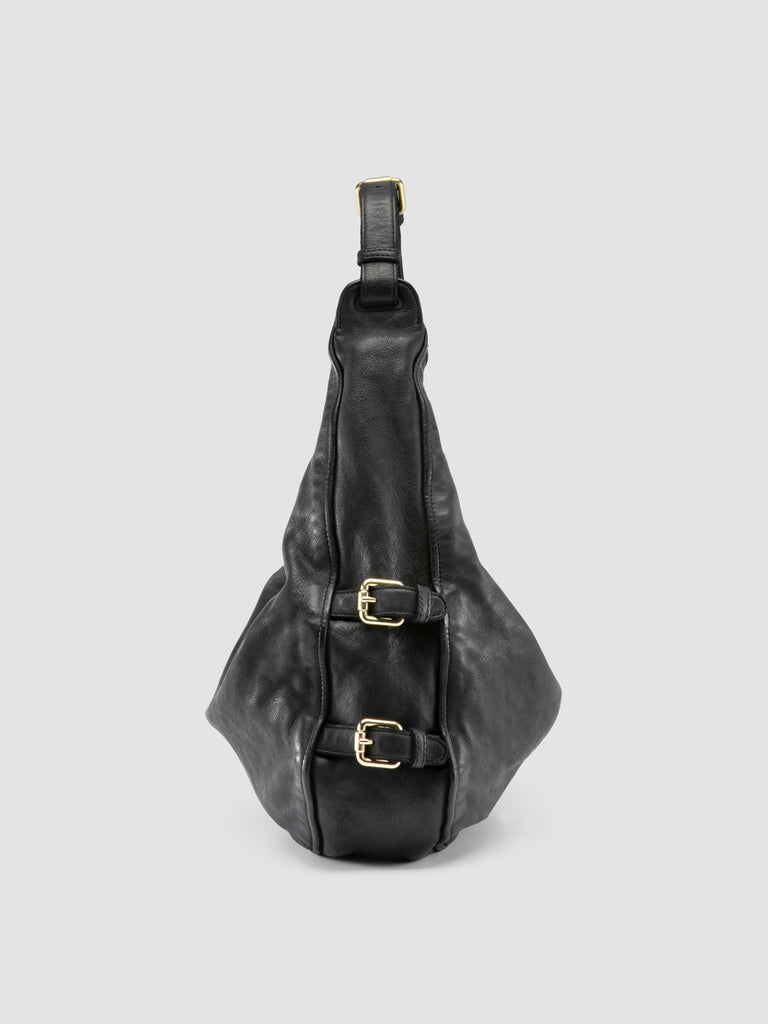 JULIE 015 - Black Leather Shoulder Bag