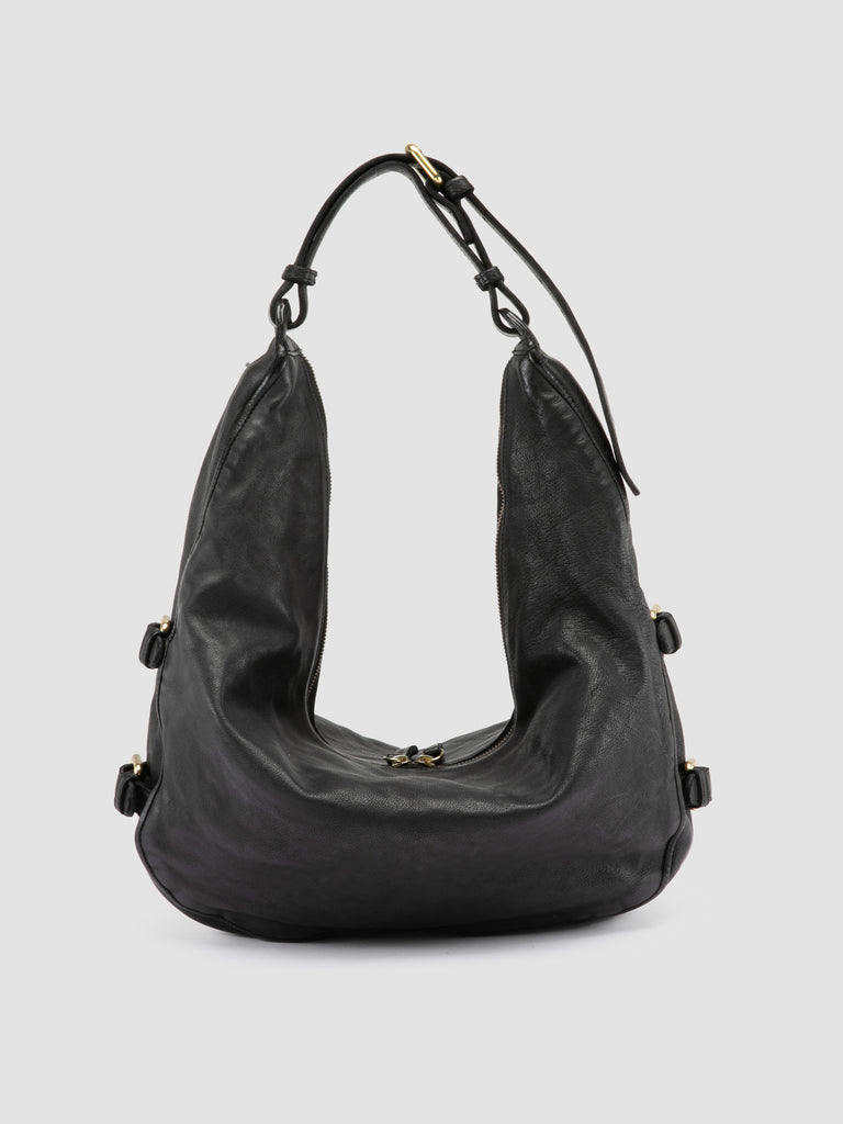 JULIE 015 - Black Leather Shoulder Bag