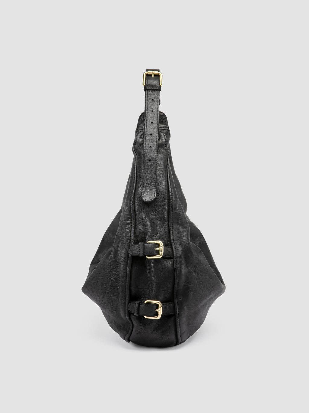 JULIE 015 - Black Leather Shoulder Bag - image 5,side view