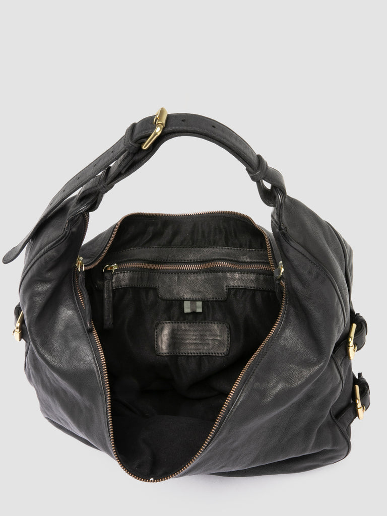 JULIE 015 - Black Leather Shoulder Bag