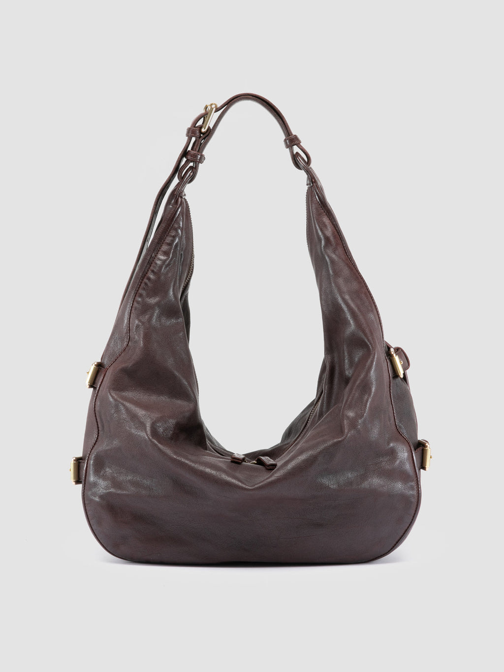 JULIE 015 - Burgundy Leather Shoulder Bag - image 1,side view