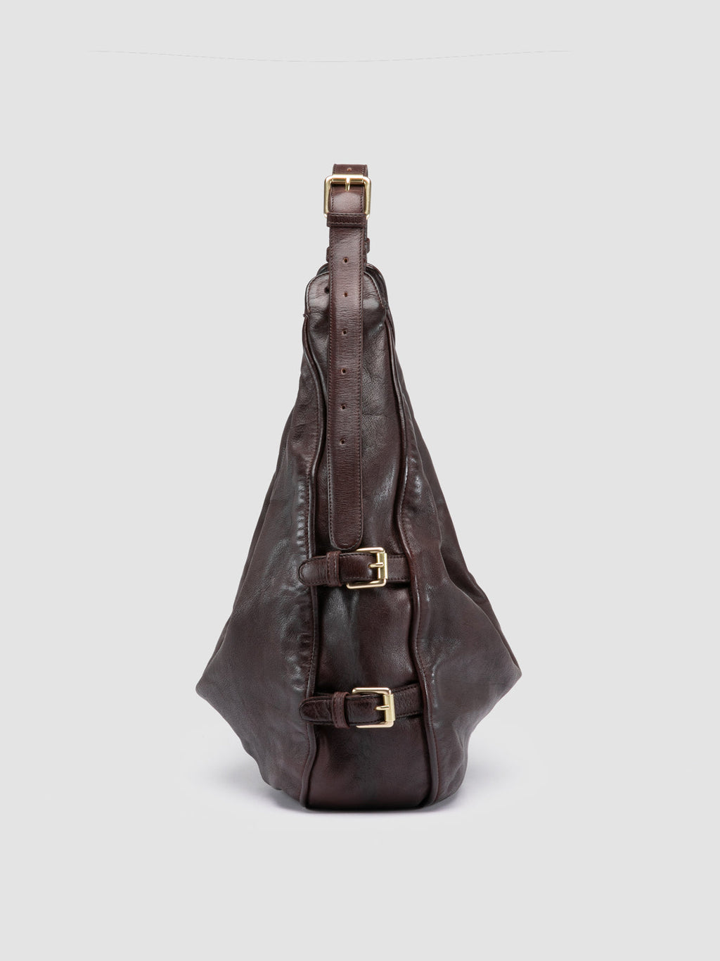 JULIE 015 - Burgundy Leather Shoulder Bag - image 3,side view