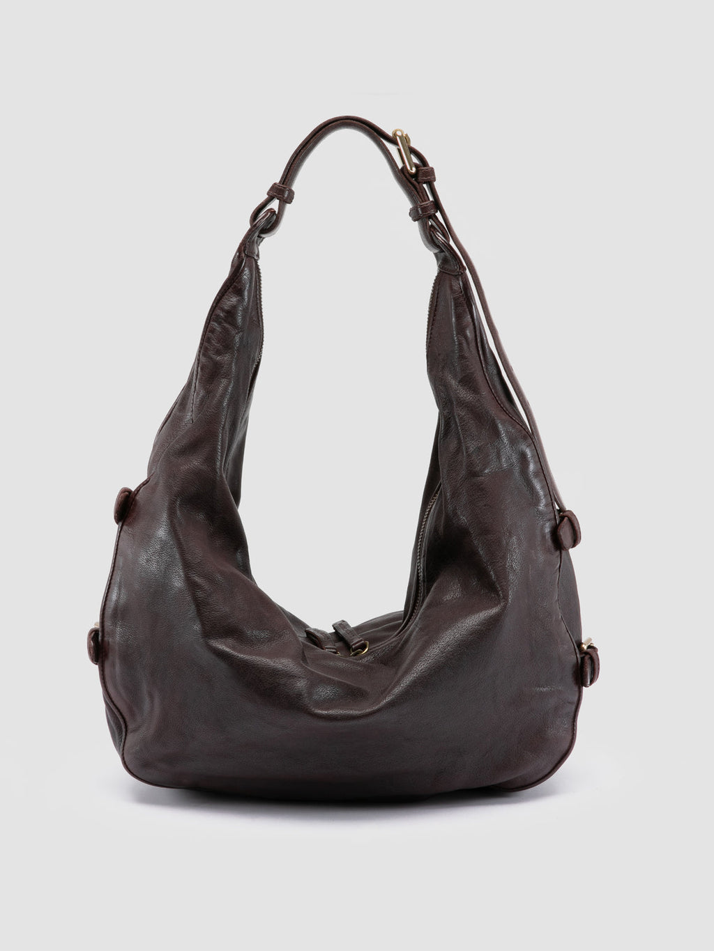 JULIE 015 - Burgundy Leather Shoulder Bag - image 4,side view