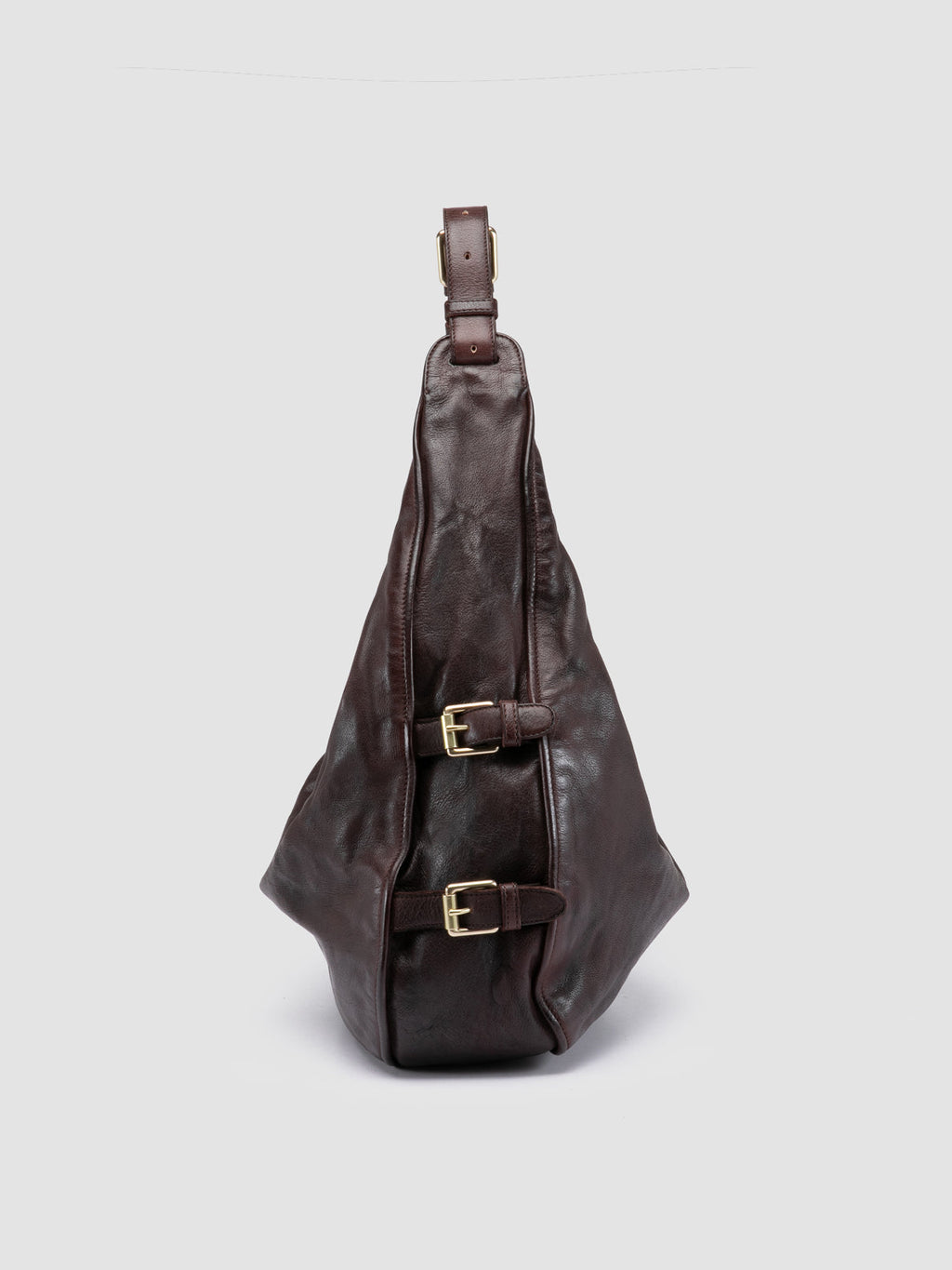 JULIE 015 - Burgundy Leather Shoulder Bag - image 5,side view