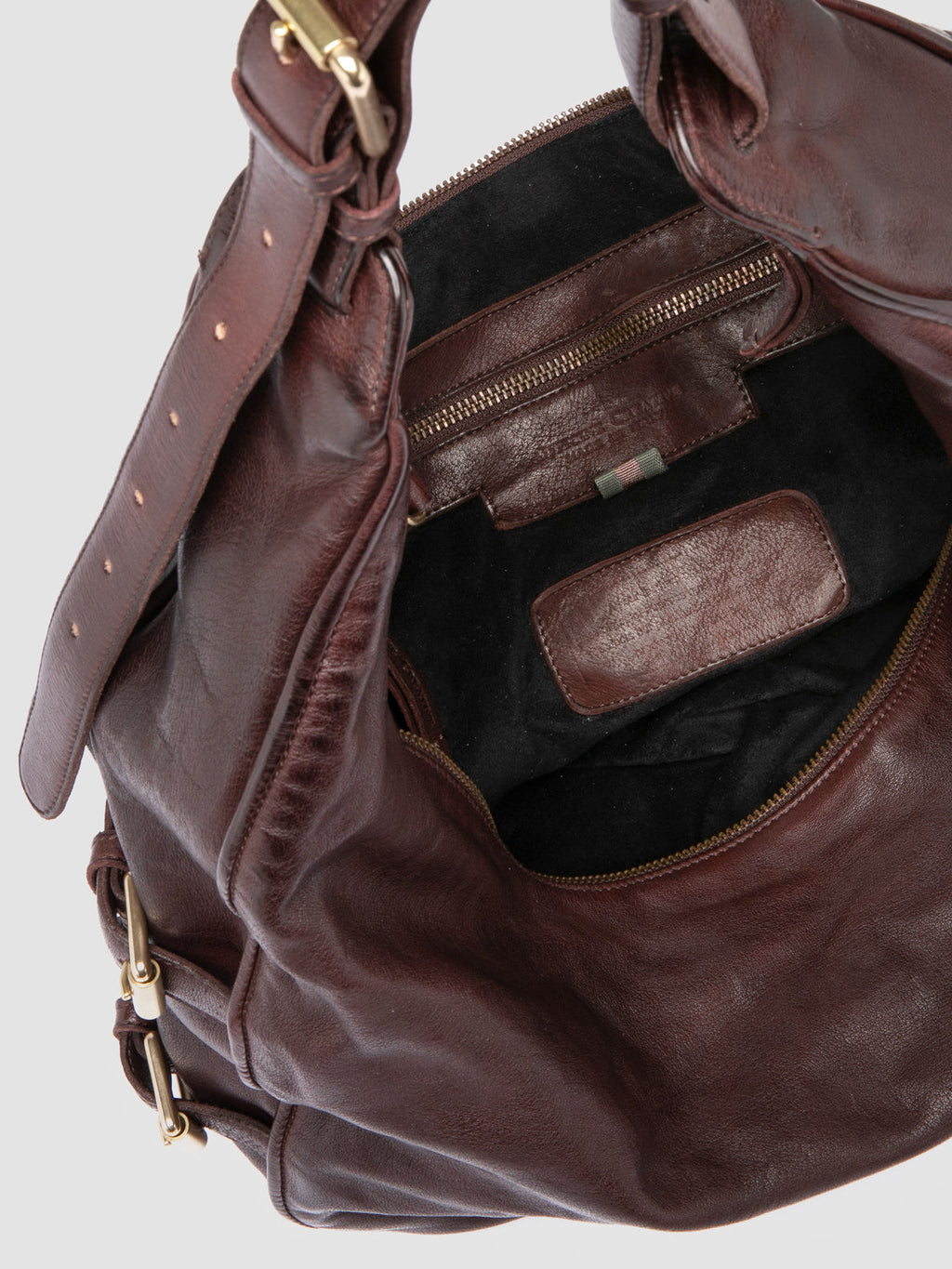 JULIE 015 - Burgundy Leather Shoulder Bag - image 6,side view