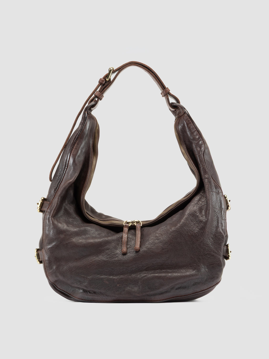 JULIE 015 - Brown Leather Shoulder Bag - image 1,side view