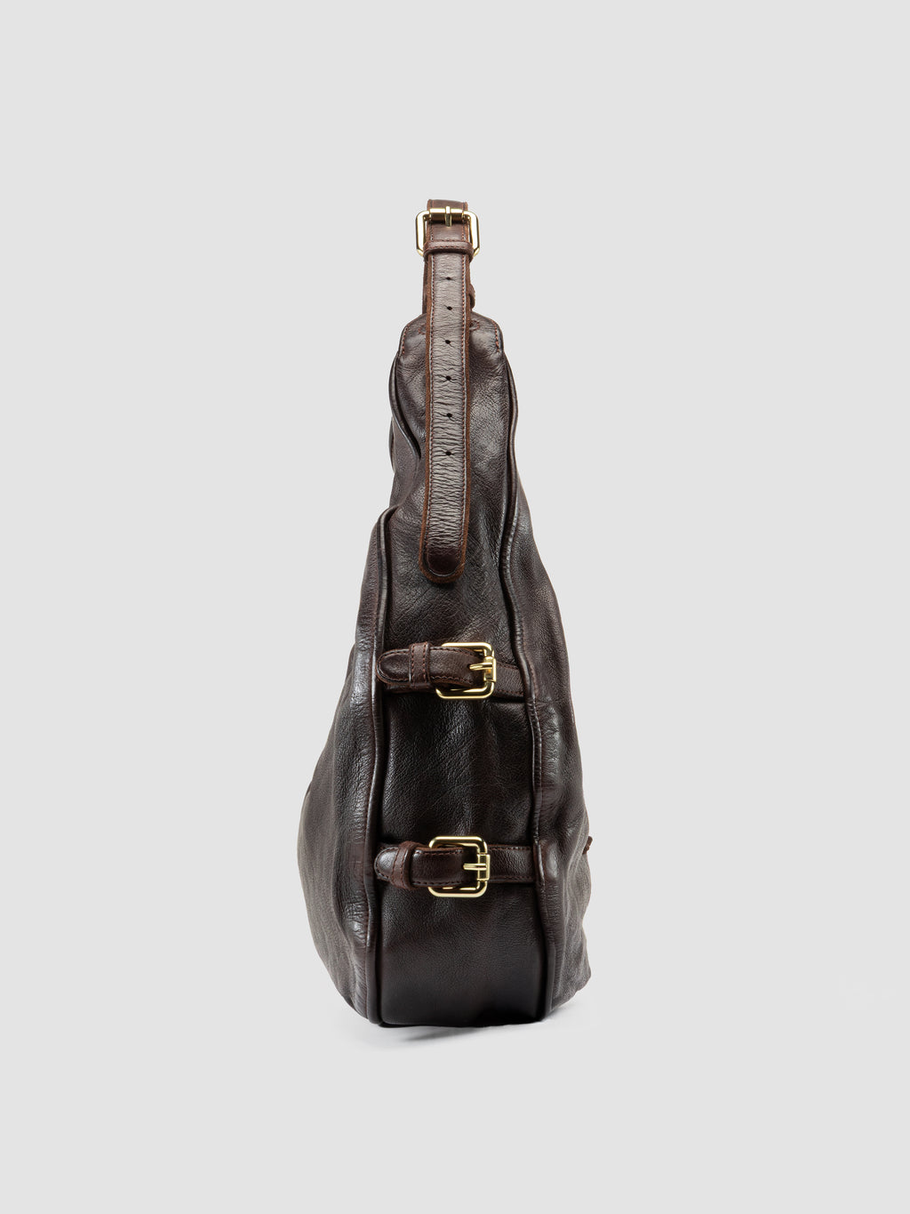 JULIE 015 - Brown Leather Shoulder Bag - image 3,side view
