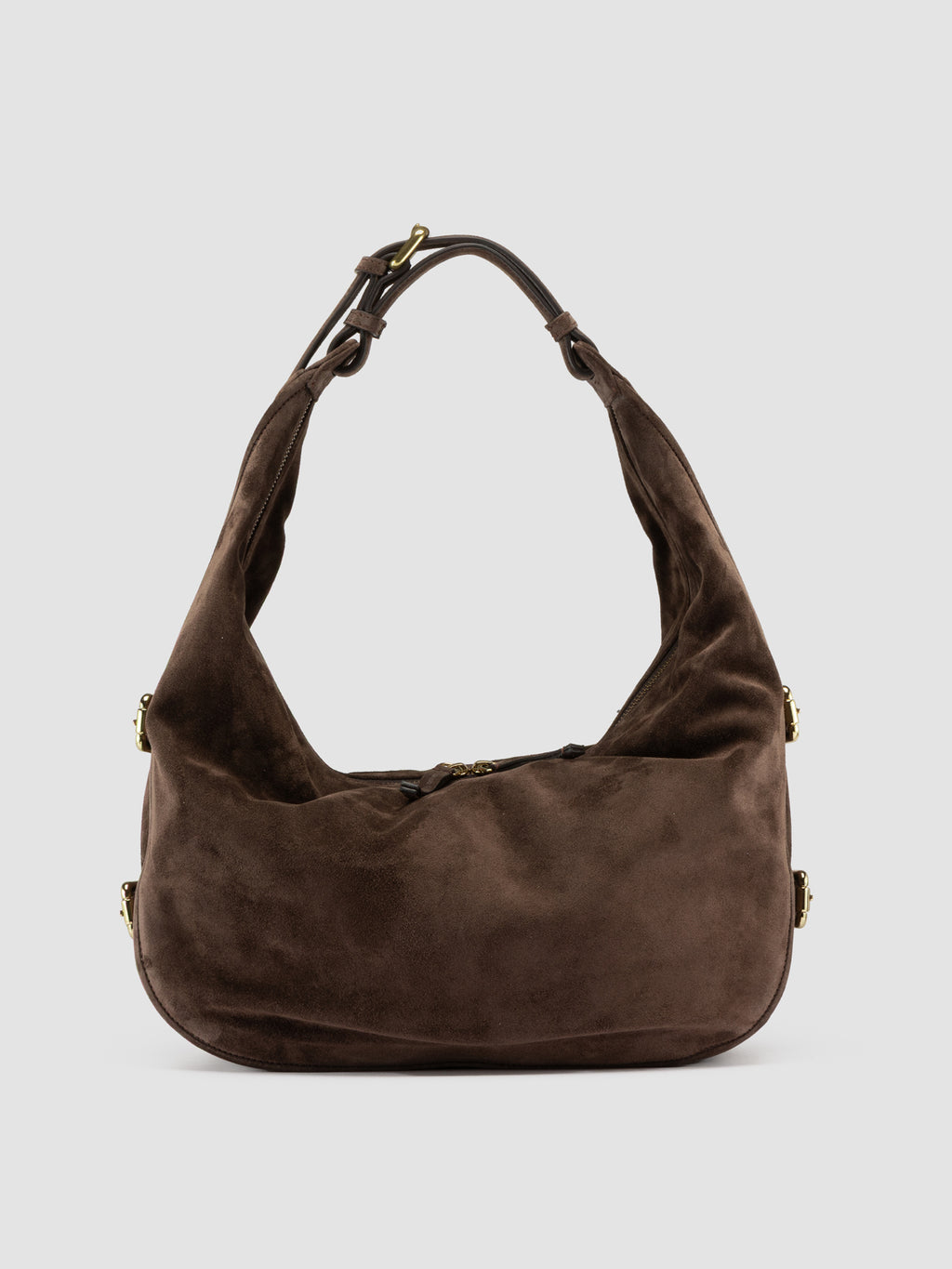 JULIE 015 - Brown Suede Shoulder Bag - image 1,side view