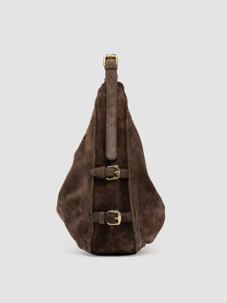 JULIE 015 - Brown Suede Shoulder Bag