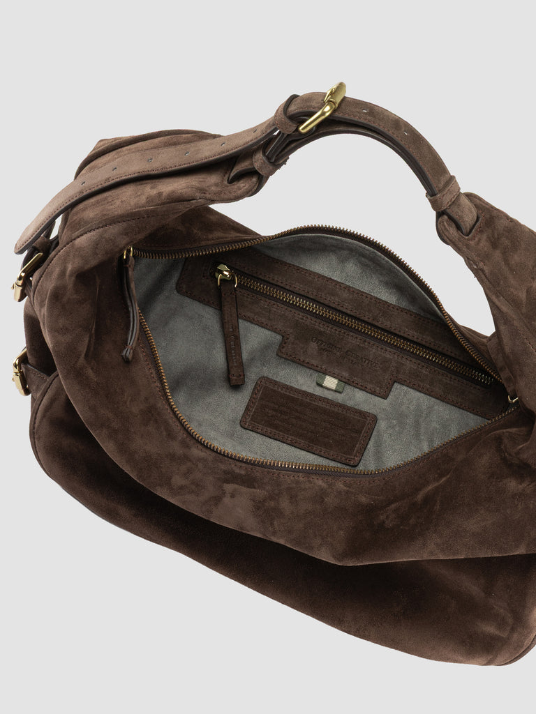 JULIE 015 - Brown Suede Shoulder Bag